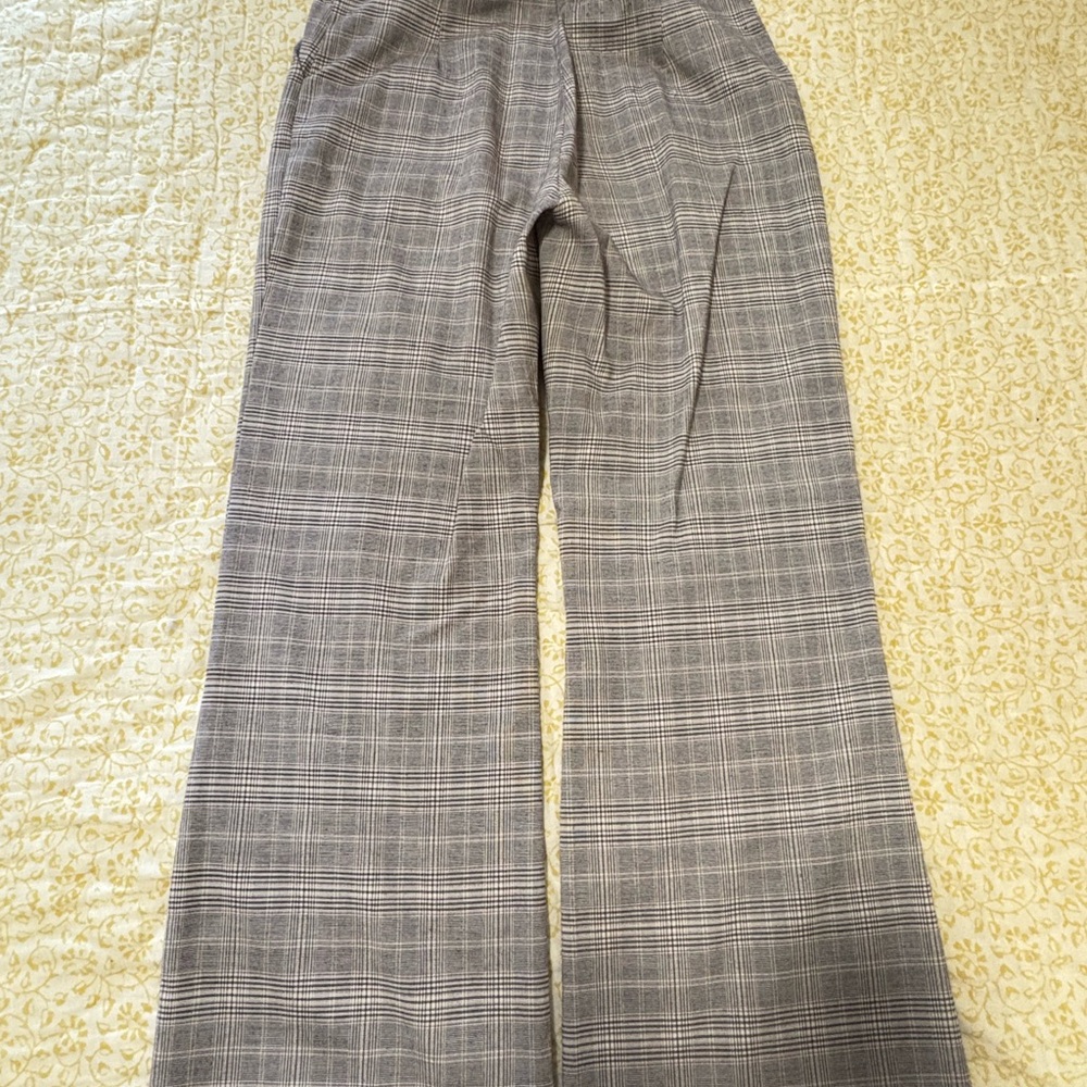 Olivaceous Gray Plaid Boot Cut Pants